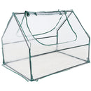 clear plastic cover with zipper opening and black frame for mini greenhouse