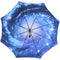 closed blue starry galaxy umbrella with black pole