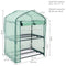 2 tier mini greenhouse with opened zipper door and green cover