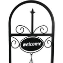 Sunnydaze Outdoor Welcome Sign with Hanging Basket Planter Stand - 48"