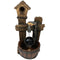 Sunnydaze Bird House Leaking Pipe Outdoor Water Fountain with LED Light, 29 Inch Tall