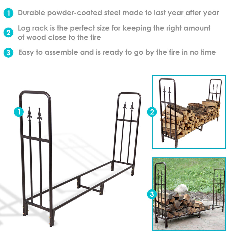Sunnydaze Indoor/Outdoor 6' Steel Decorative Firewood Log Rack