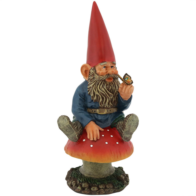 Sunnydaze Adam with Butterfly Gnome - 14-Inch Tall