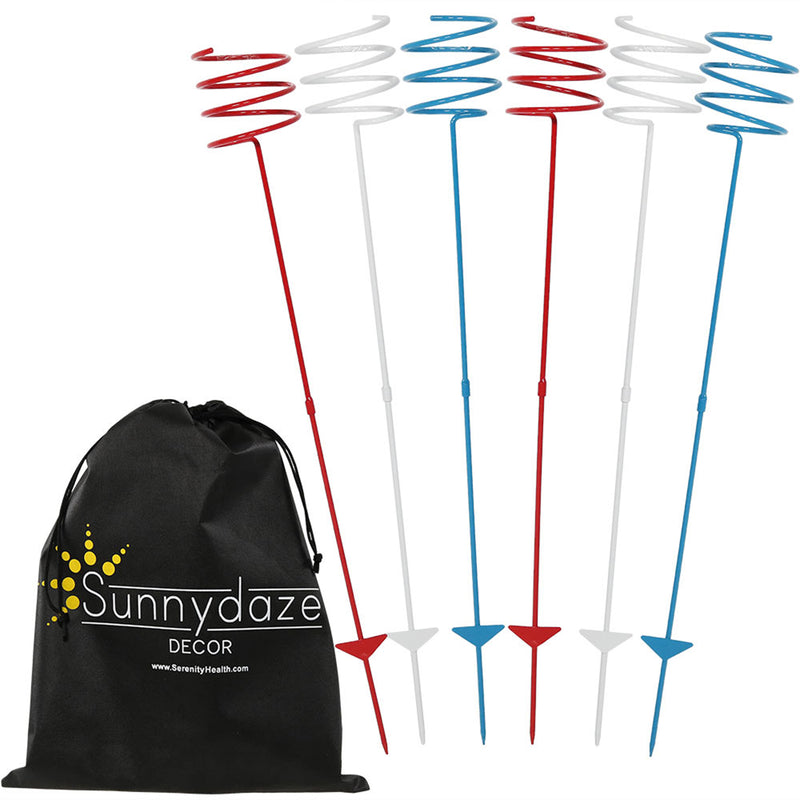 Sunnydaze Heavy-Duty Red, White and Blue Outdoor Drink Holder Set