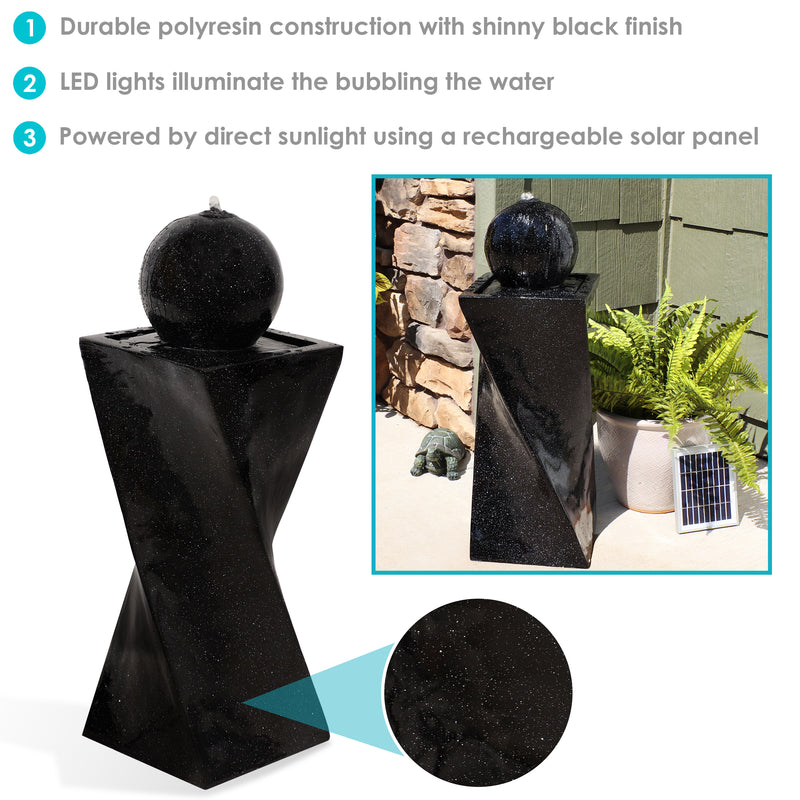 Sunnydaze Black Ball Solar Outdoor Water Fountain