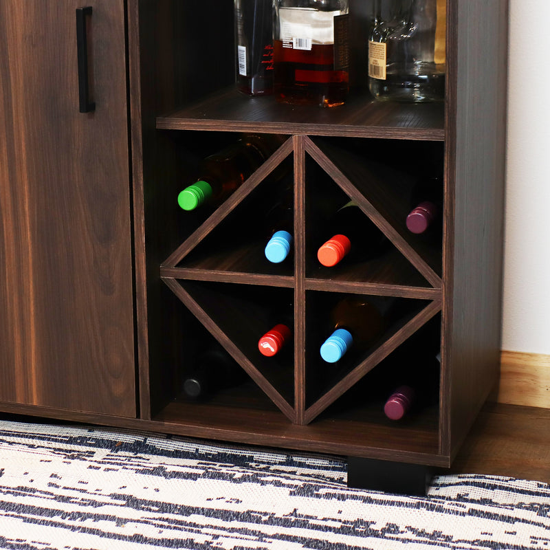 Sunnydaze Lavina Wine Bar Cabinet with Glass Rack and Bottle Storage Shelves