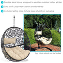 Sunnydaze Jackson Outdoor Hanging Resin Wicker Egg Chair with Cushion
