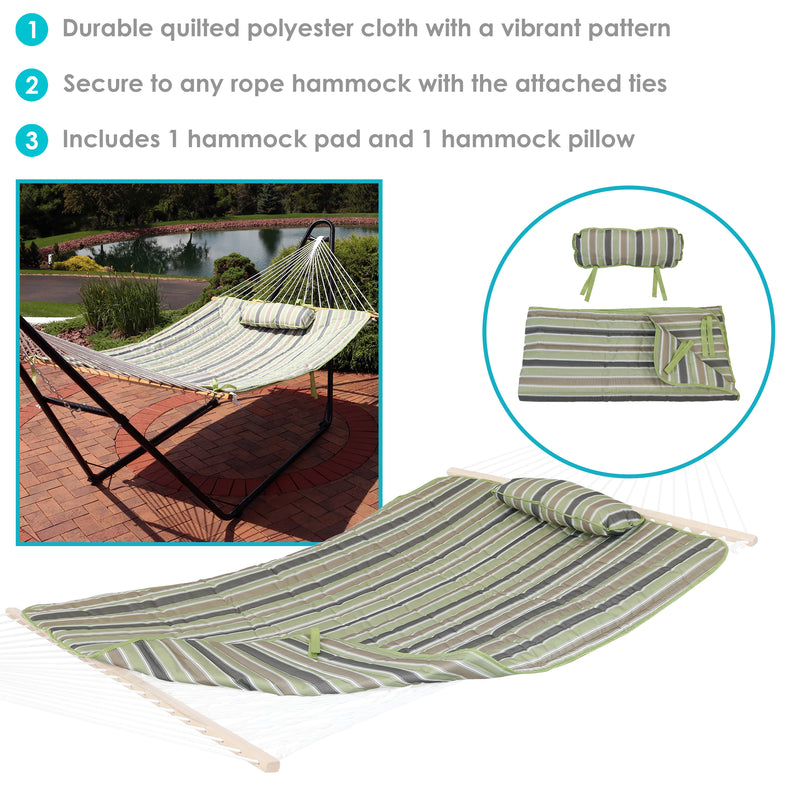 Sunnydaze Polyester Quilted Hammock Pad and Pillow with Modern Pattern