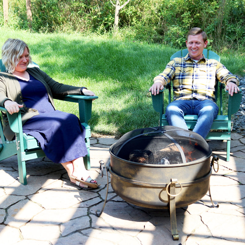 Sunnydaze Large Outdoor Cauldron Fire Pit with Spark Screen