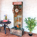 Sunnydaze Slate Indoor/Outdoor Fountain with Clock and Halogen Light