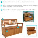 Sunnydaze Meranti Wood Outdoor Storage Bench with Teak Oil Finish - 47"