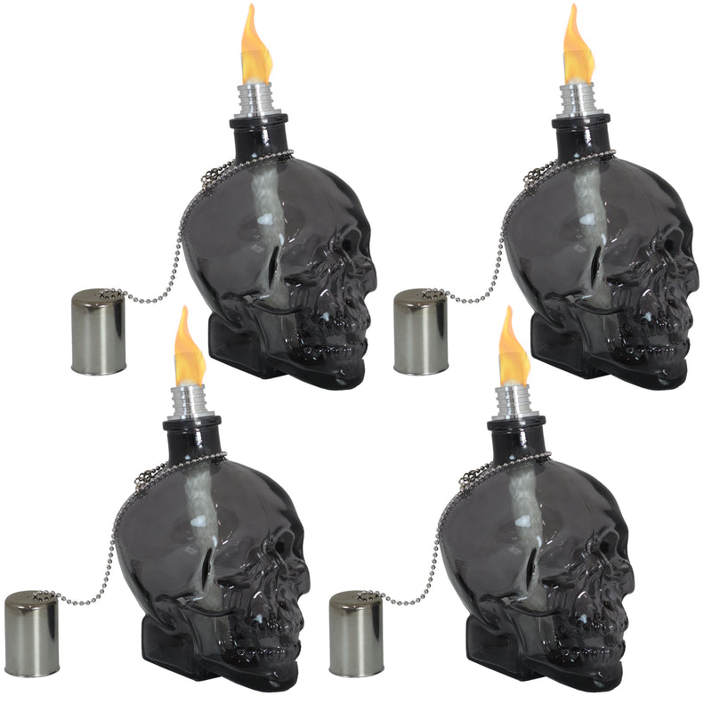 Sunnydaze Grinning Skull Glass Tabletop Torches
