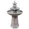 Sunnydaze 2-Tiered Pagoda Outdoor Water Fountain with LED Light - 40-Inch