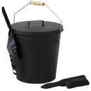 Sunnydaze Fireplace Ash Bucket with Lid and Shovel and Brush - 5-Gallon
