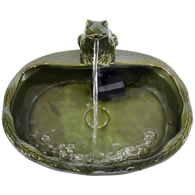 Sunnydaze Ceramic Frog Solar Fountain with Solar Pump and Panel - 7"