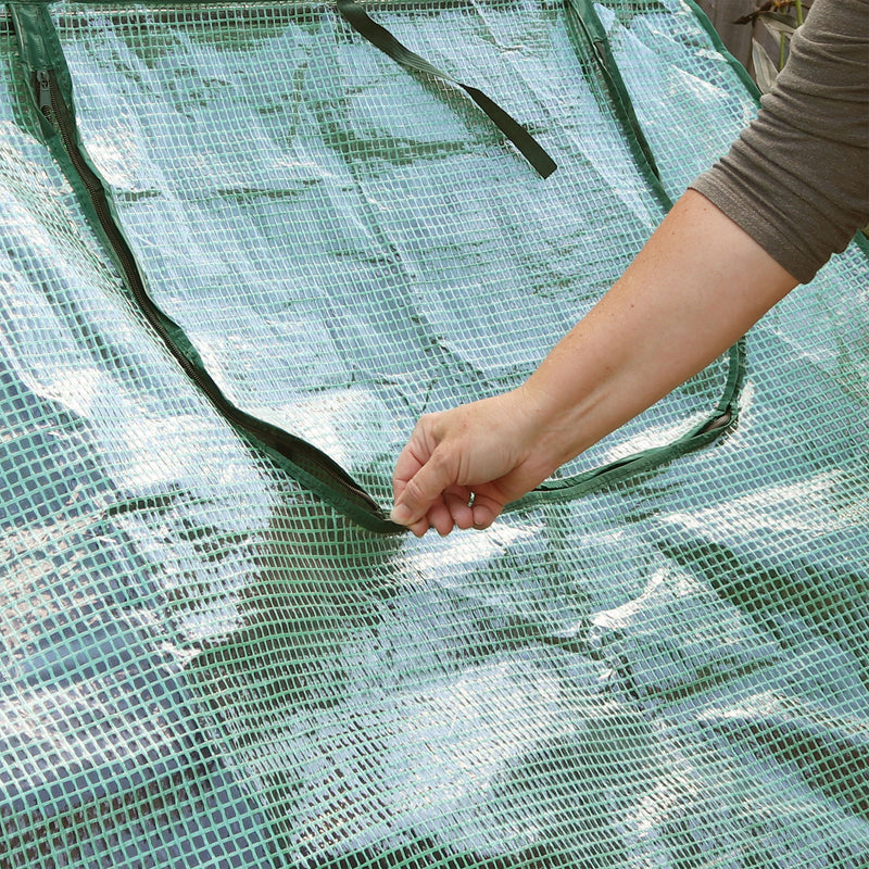 zippered door for mini greenhouse with green cover