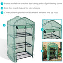 3 tier mini greenhouse with opened zipper door and green cover