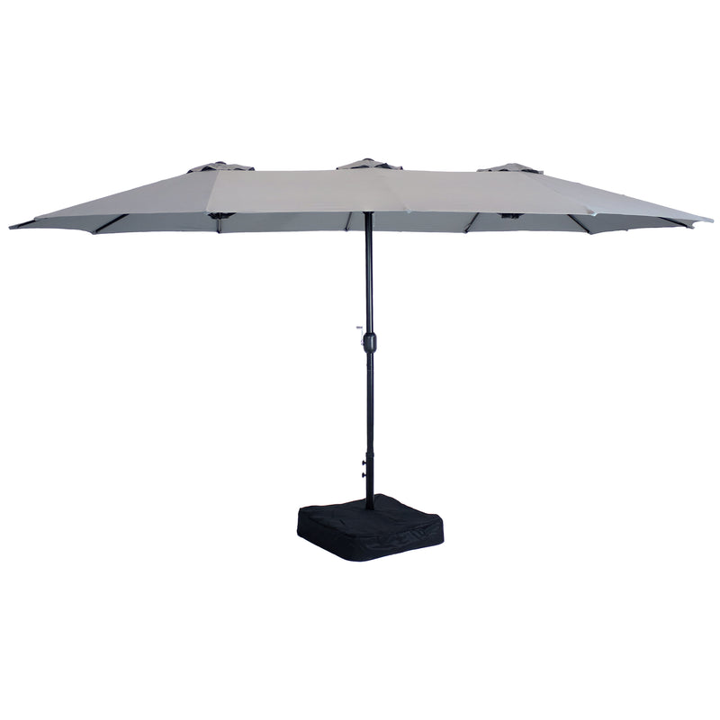 Sunnydaze 15' Double-Sided Outdoor Patio Umbrella with Sandbag Base - Gray