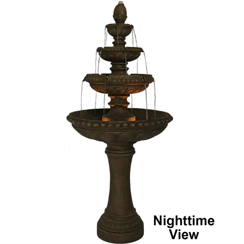 Sunnydaze Large 4-Tier Eggshell Outdoor Fountain with LED Lights - 65"