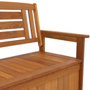 Sunnydaze Meranti Wood Outdoor Storage Bench with Teak Oil Finish - 47"