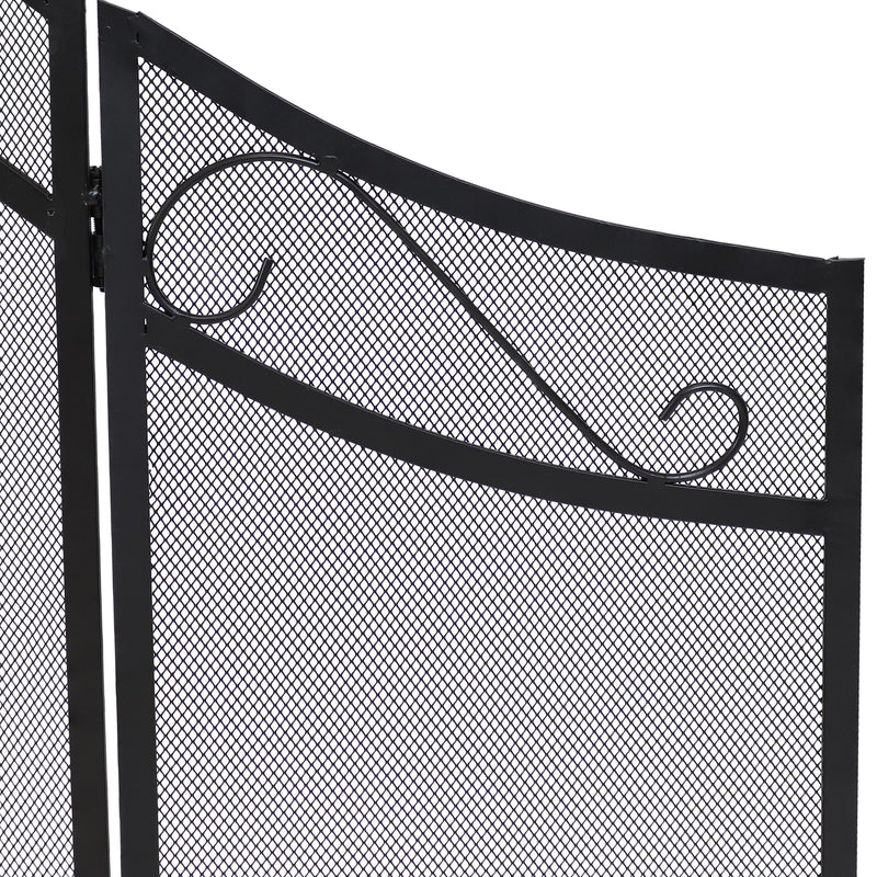 Sunnydaze Folding 3-Panel Steel Fireplace Screen with Scroll Design