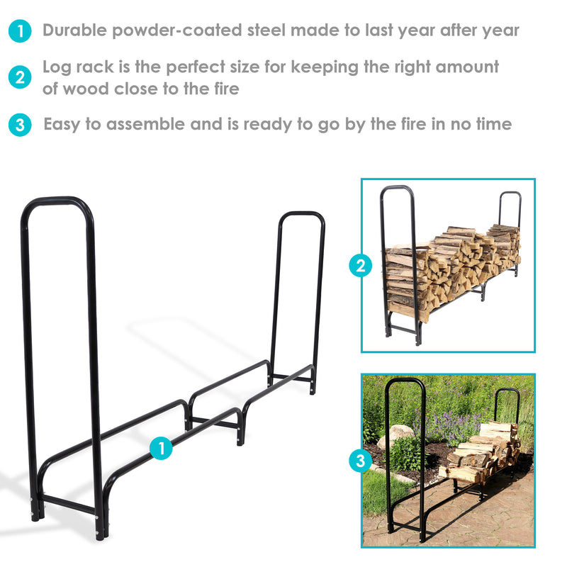 Sunnydaze Outdoor Steel Firewood Log Rack