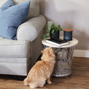 Sunnydaze Wire Pedestal Modern End Table with MDF Pull-Open Tabletop