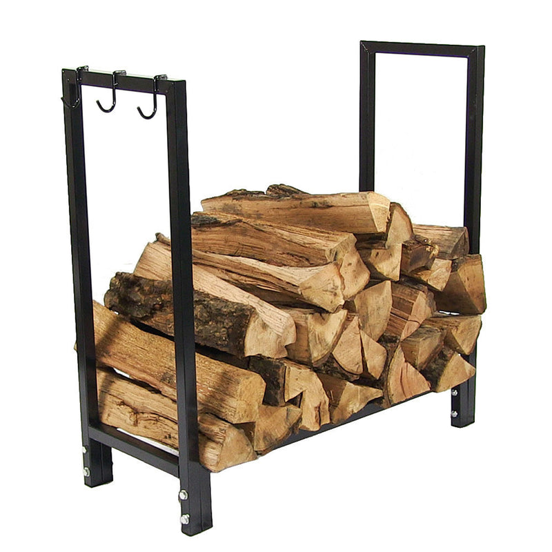 Sunnydaze Steel Firewood Log Rack - Black - 30-Inch
