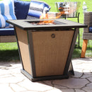 Sunnydaze Reykir Outdoor Fire Pit with Tile Tabletop and Rafa Fabric Sides