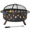 Sunnydaze 36" Black Crossweave Wood-Burning Fire Pit with Spark Screen, Grate, Cover, & Poker Tool