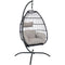 Sunnydaze Oliver Egg Chair and Stand - Resin Wicker Nylon Rope - Gray Cushions