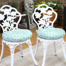 set of 2 green and white round bistro chair cushions