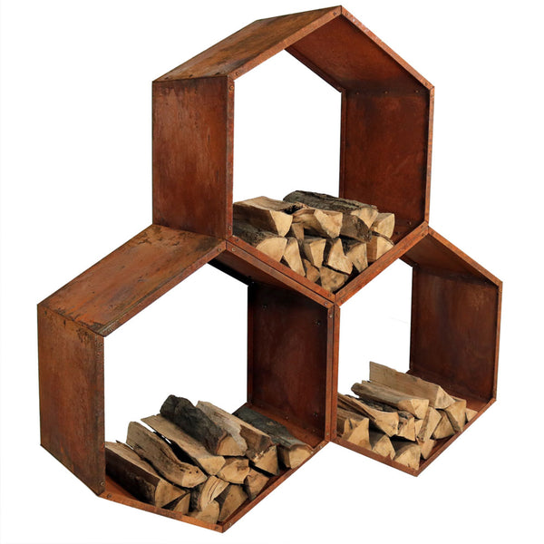 Honeycomb Log Rack, Firewood Holder - Ironbark Metal Design
