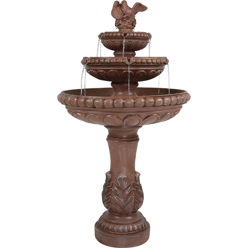 Sunnydaze 3-Tier Dove Pair Outdoor Water Fountain, 43 Inch Tall, Perfect for Patio or Yard