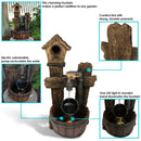 Sunnydaze Bird House Leaking Pipe Outdoor Fountain with LED Light - 29" H