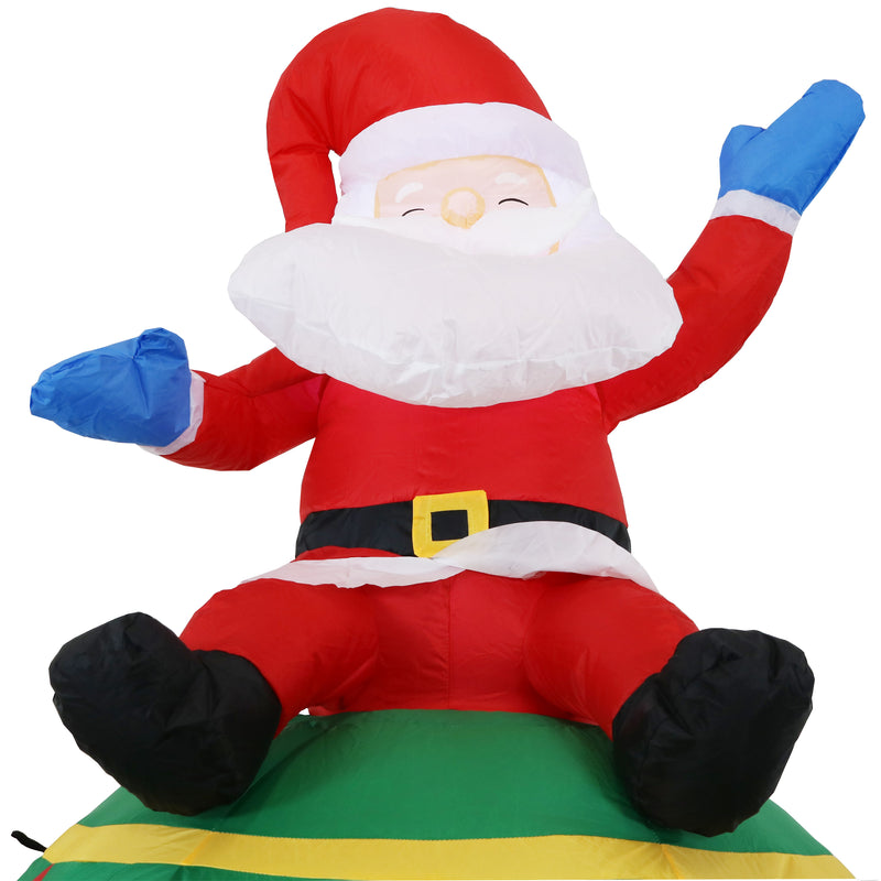 Sunnydaze Santa Sitting on Ball Inflatable Christmas Decoration - 6'