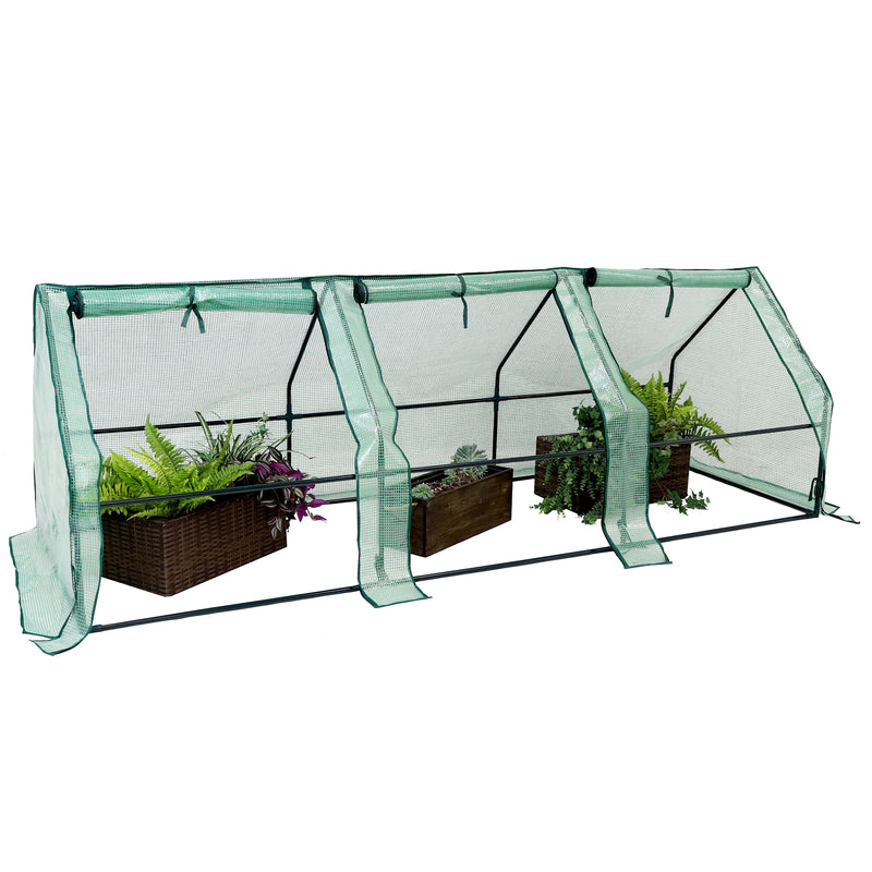 Sunnydaze Seedling Mini Cloche Greenhouse with Zippered Doors - Green