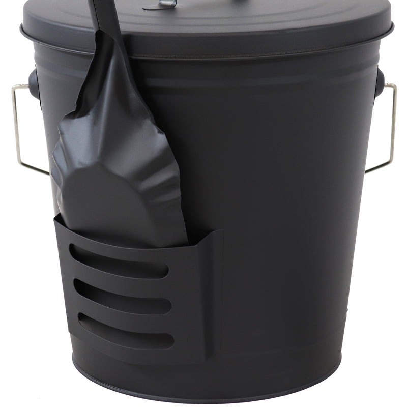 Sunnydaze 5-Gallon Fireplace Ash Bucket with Lid and Shovel and Brush