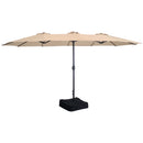 Sunnydaze 15' Double-Sided Outdoor Patio Umbrella with Sandbag Base - Tan