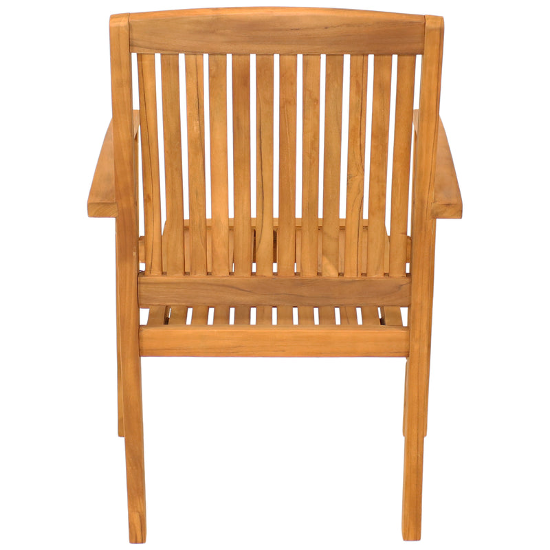 Sunnydaze Teak Wood Stackable Outdoor Patio Dining Chair