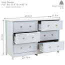 Sunnydaze Beadboard Double Dresser with 6 Drawers - Gray - 31.5"