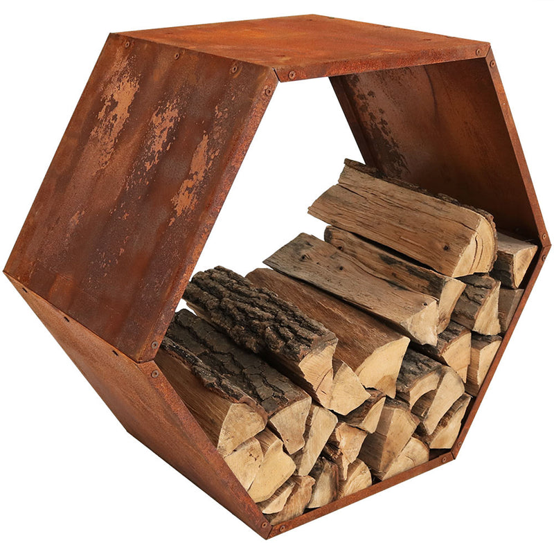 Costway 19'' Firewood Storage Rack Leaf Patterns Firewood Storage