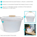 Sunnydaze Galvanized Steel Bucket with Handle - Set of 10