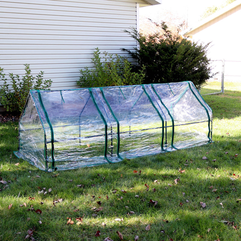Sunnydaze Seedling Mini Cloche Greenhouse with Zippered Doors Clear