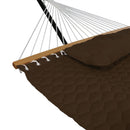 brown quilted hammock with matching pillow