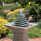 Sunnydaze Layered Pyramid Slate Outdoor Fountain with LED Light - 40"