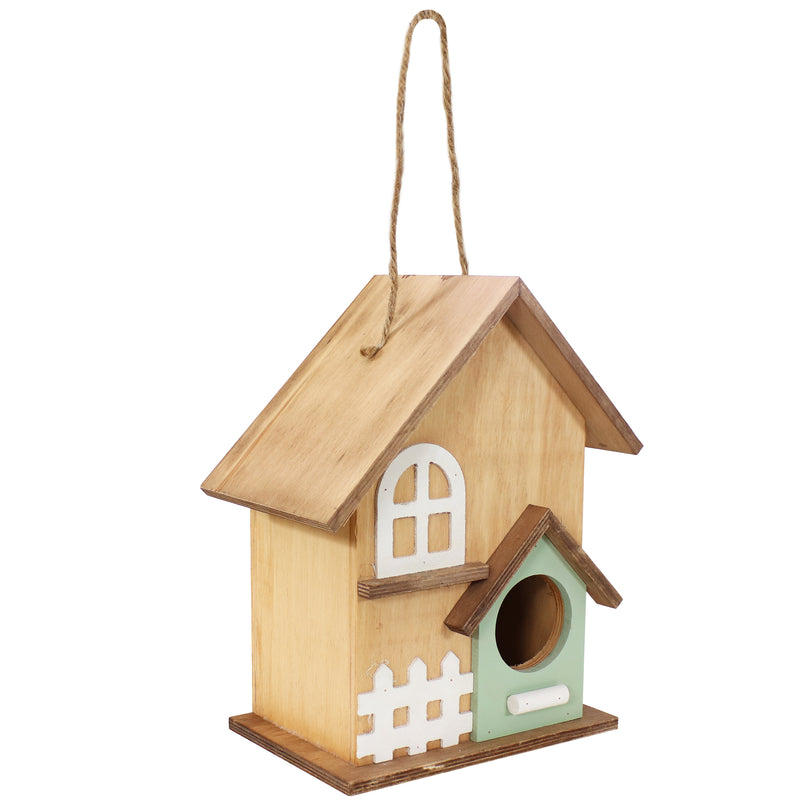 Sunnydaze Wooden Country Cottage - Rustic Decorative 2-Level Hanging Bird House - 9.25-Inch