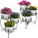 Sunnydaze French Lily Design Three-Tiered Indoor/Outdoor Plant Stand,  Set of Two