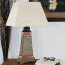 Sunnydaze Indoor/Outdoor Copper Trimmed Slate Table Lamp - 30" H