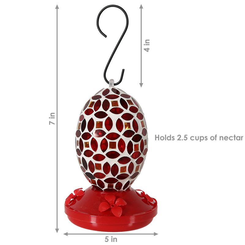 mosaic hummingbird feeder with red base